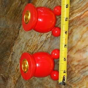 Red wood Candle Holder